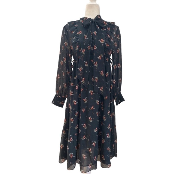 Masscob Floral Print Silk Ruffle Dress Whimsigoth Size XS - Picture 10 of 10